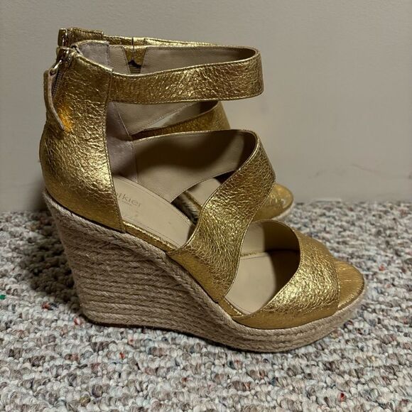 Botkier Gold Julian Leather Espadrille Wedge Sandals- Size 10 - Picture 11 of 11